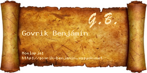 Govrik Benjámin névjegykártya
